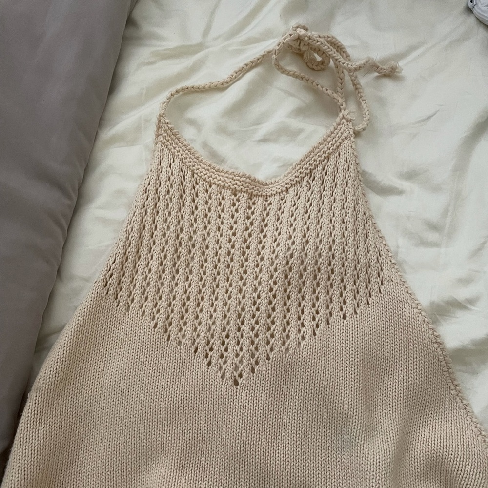 Cream halter tie top
